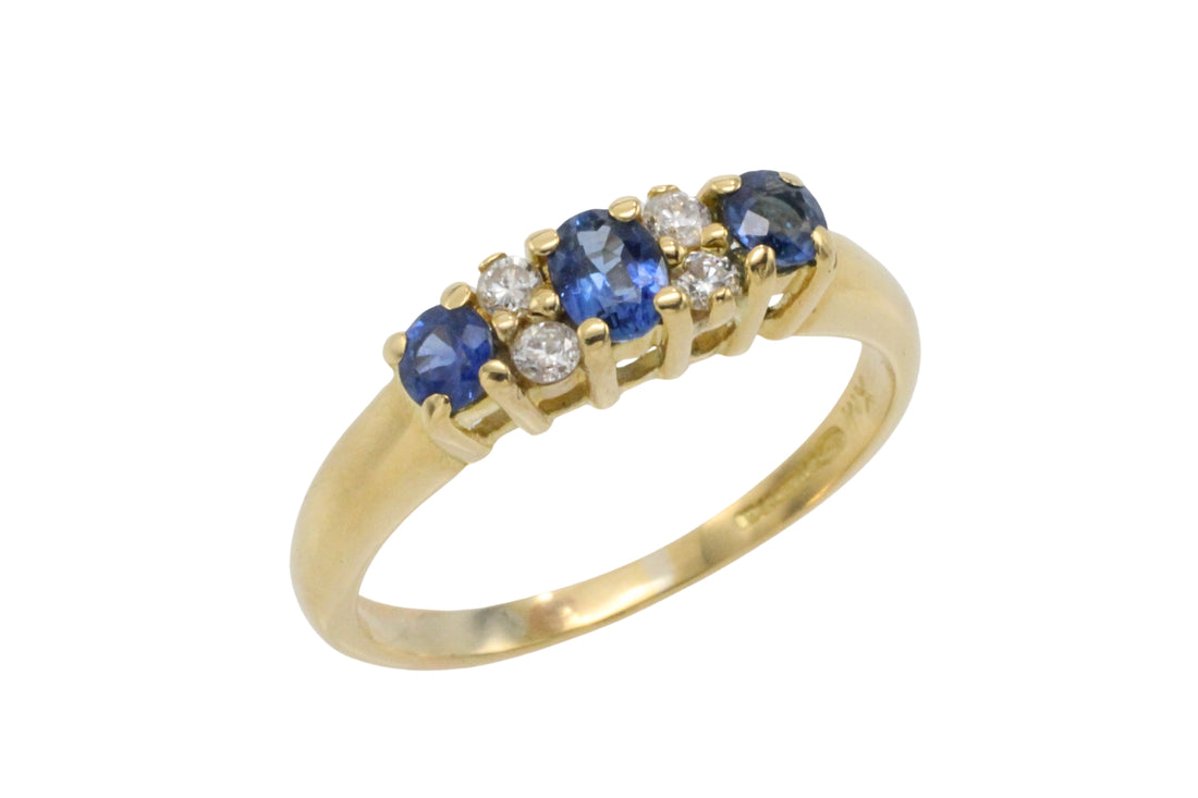 Vintage sapphire and diamond ring in 18 carat gold