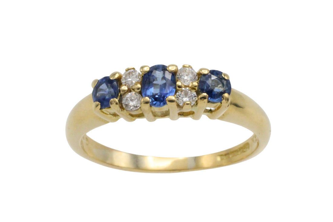 Vintage sapphire and diamond ring in 18 carat gold