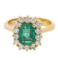Emerald and diamond ring in 18 carat gold-The Antique Ring Shop