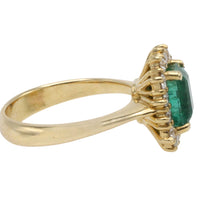 Emerald and diamond ring in 18 carat gold-The Antique Ring Shop