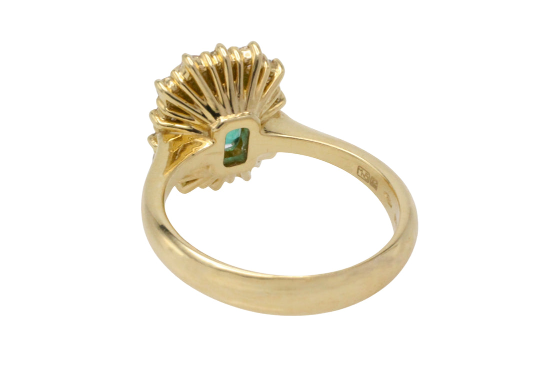 Emerald and diamond ring in 18 carat gold-The Antique Ring Shop