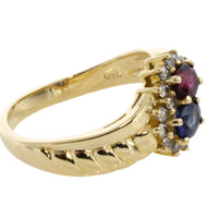 Rouby and sapphire double cluster ring
