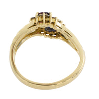 Rouby and sapphire double cluster ring