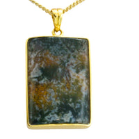 Moss agate pendant in 18 carat gold-Pendants-The Antique Ring Shop