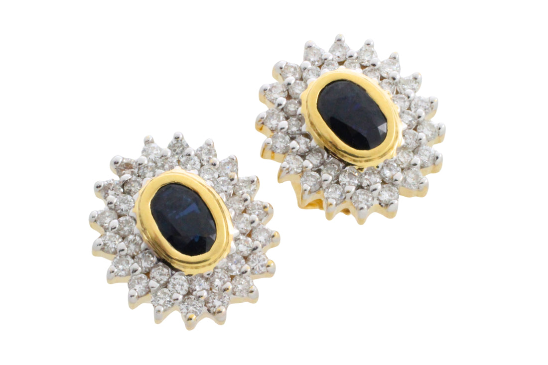 18 carat gold sapphire and diamond studs