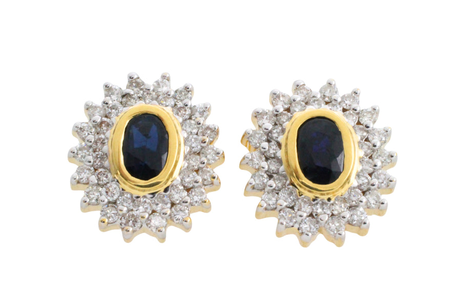 18 carat gold sapphire and diamond studs