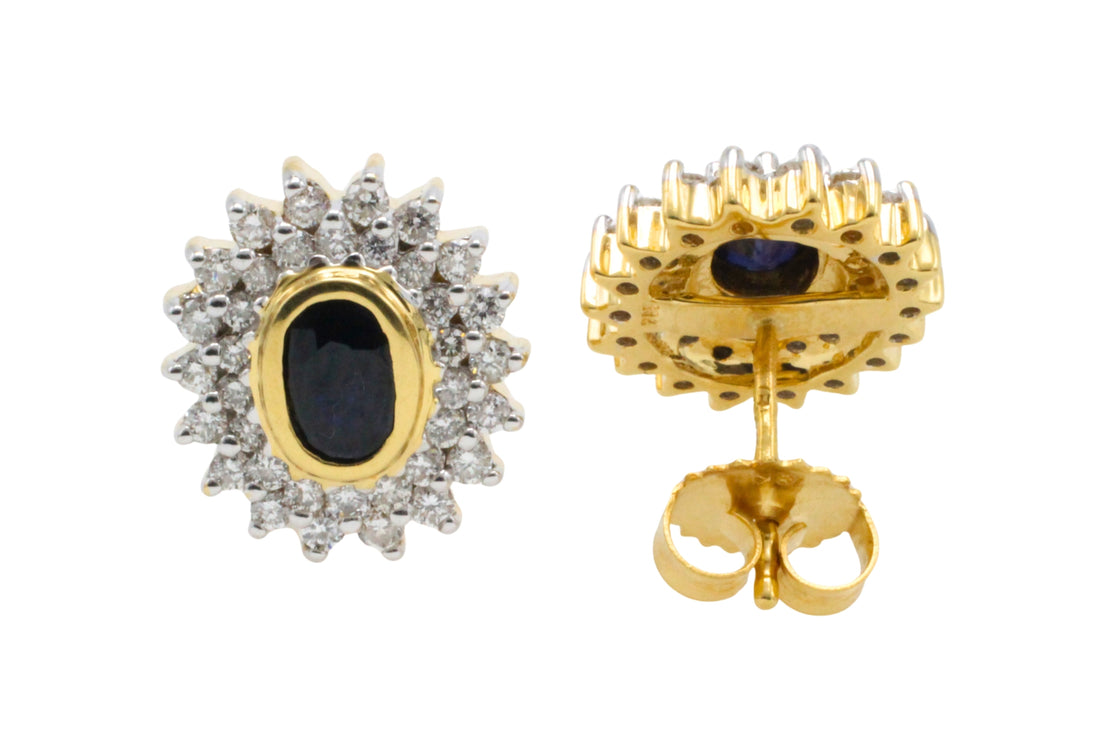 18 carat gold sapphire and diamond studs