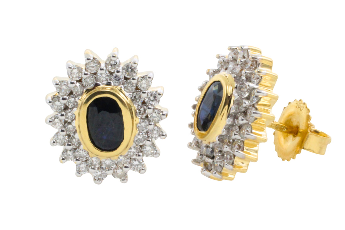 18 carat gold sapphire and diamond studs