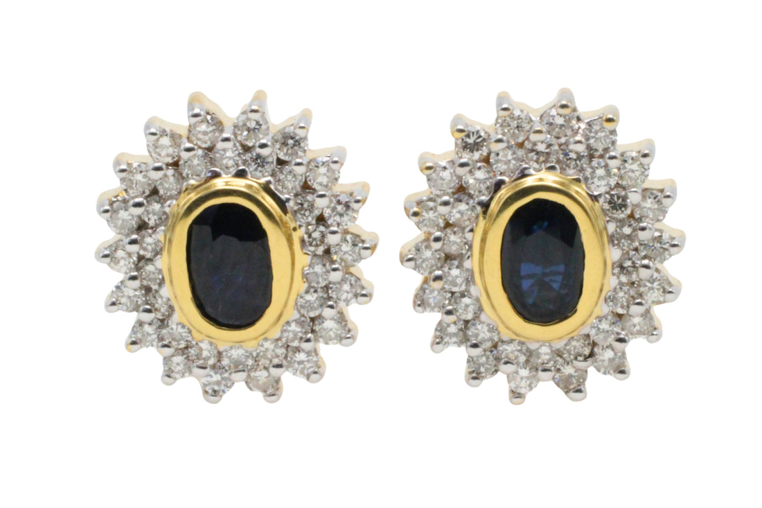 18 carat gold sapphire and diamond studs