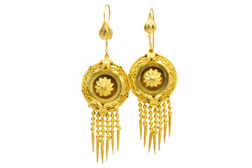 Victorian gold plated Etruscan style earrings