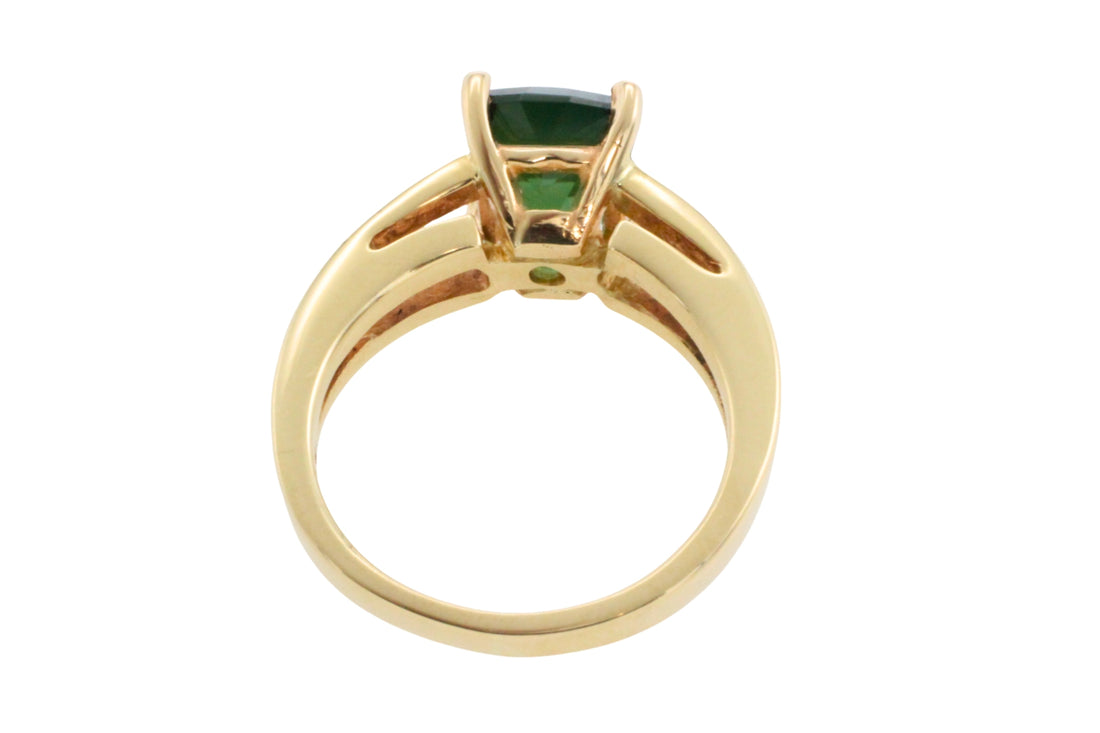 Green tourmaline ring in 14 carat gold-Vintage Rings-The Antique Ring Shop