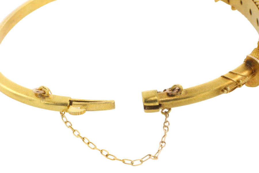 Edwardian hinged bracelet with old cut diamonds-Bracelets-The Antique Ring Shop