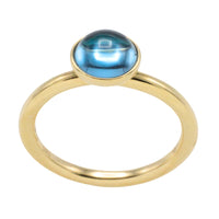 Cabochon blue topaz ring in 14 carat gold