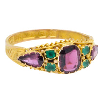 Victorian garnet and emerald ring from 1872-Antique rings-The Antique Ring Shop