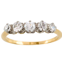 Five stone old cut diamond ring in 18 carat gold-Antique rings-The Antique Ring Shop
