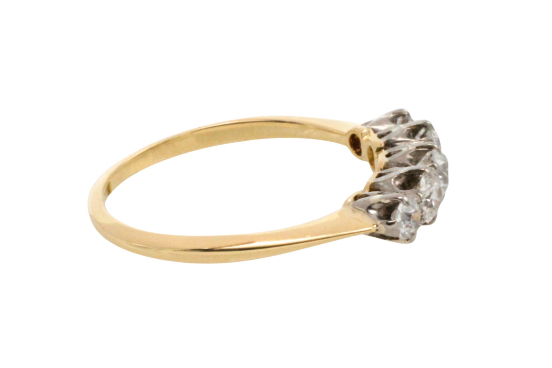 Five stone old cut diamond ring in 18 carat gold-Antique rings-The Antique Ring Shop