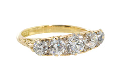 Victorian five stone old European cut diamond ring-Antique rings-The Antique Ring Shop