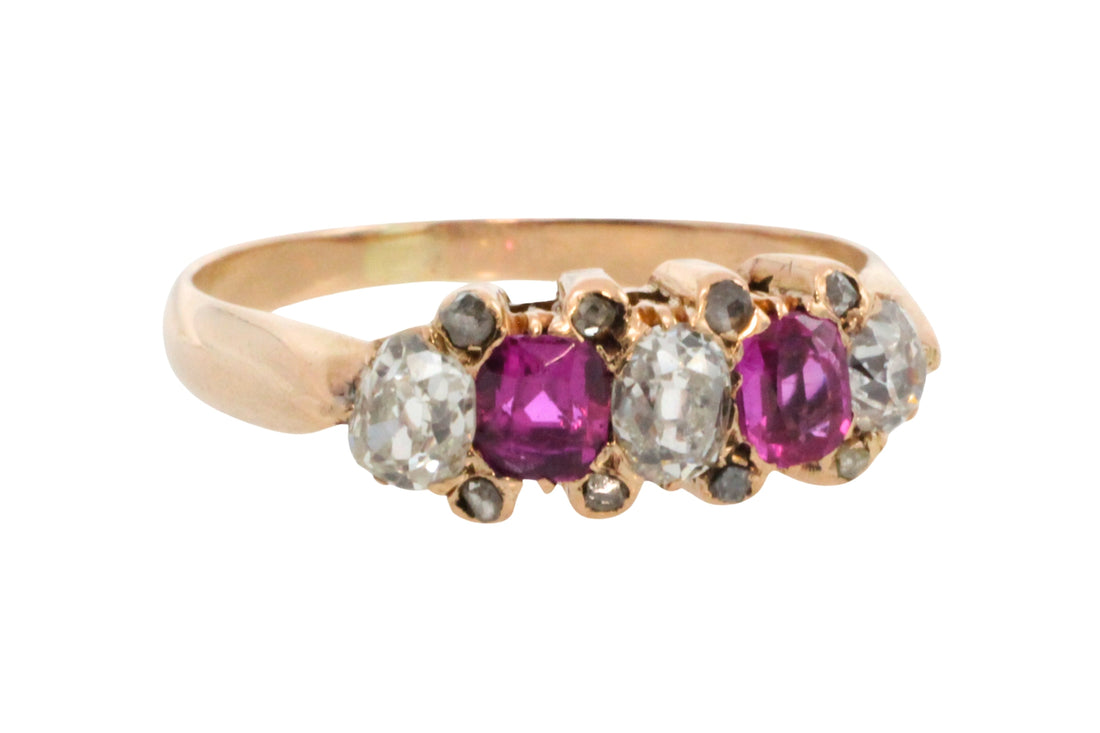 Antique ruby and old cut diamond ring