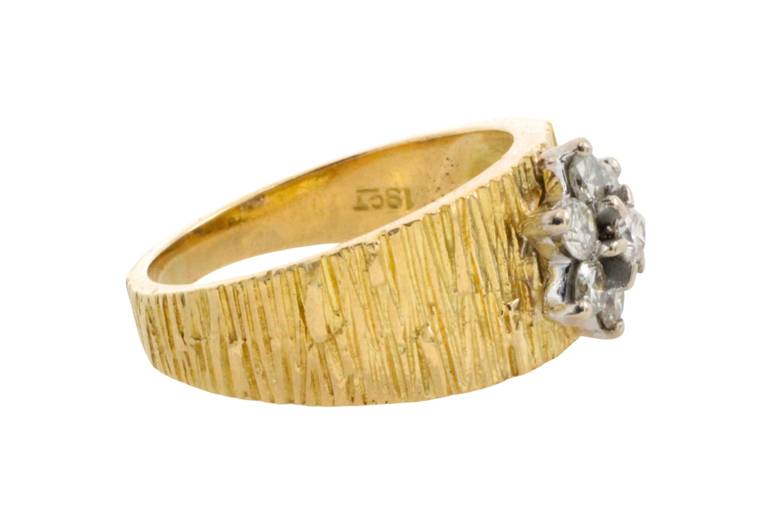 Vintage bark testured diamond ring-Vintage Rings-The Antique Ring Shop