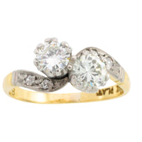 Diamond Toi et Moi ring in 18 carat gold and platinum-engagement rings-The Antique Ring Shop