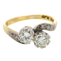 Diamond Toi et Moi ring in 18 carat gold and platinum-engagement rings-The Antique Ring Shop