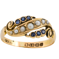 Edwardian sapphire and pearl ring from 1908