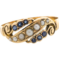 Edwardian sapphire and pearl ring from 1908