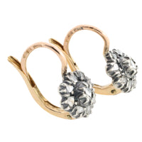 Vintage rose diamond earrings in silver and gold