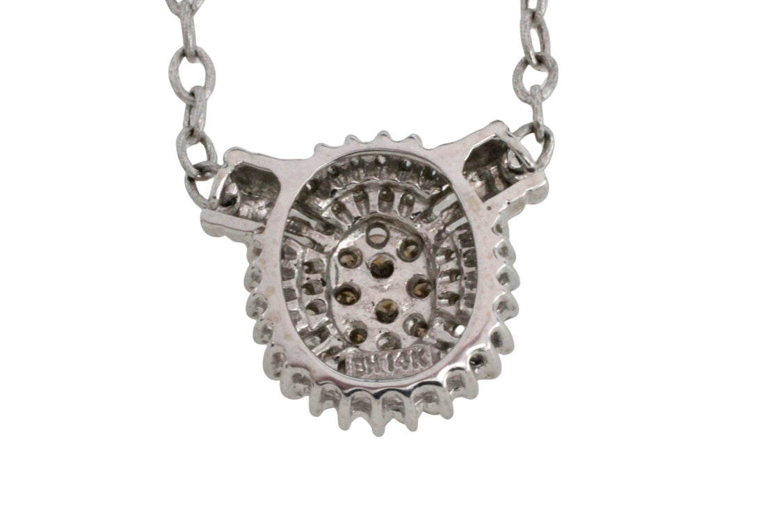 Light brown and clear diamond pendant in white gold-Pendants-The Antique Ring Shop