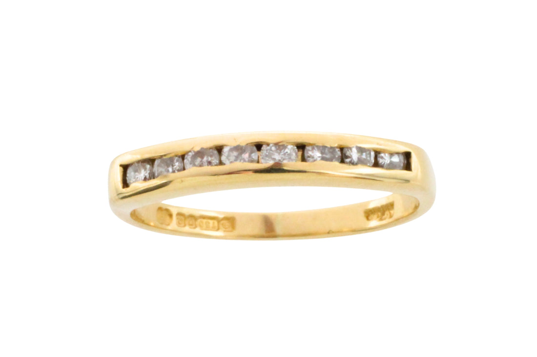 18 carat gold ring channel set with diamonds-Vintage Rings-The Antique Ring Shop