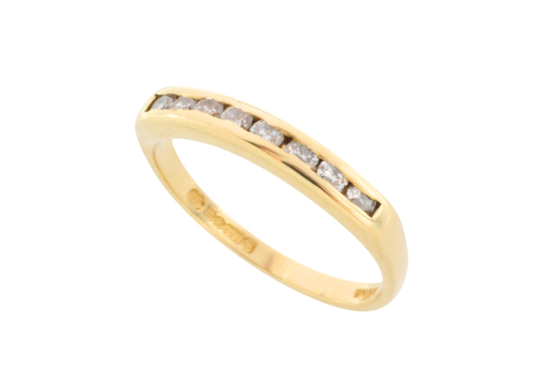 18 carat gold ring channel set with diamonds-Vintage Rings-The Antique Ring Shop