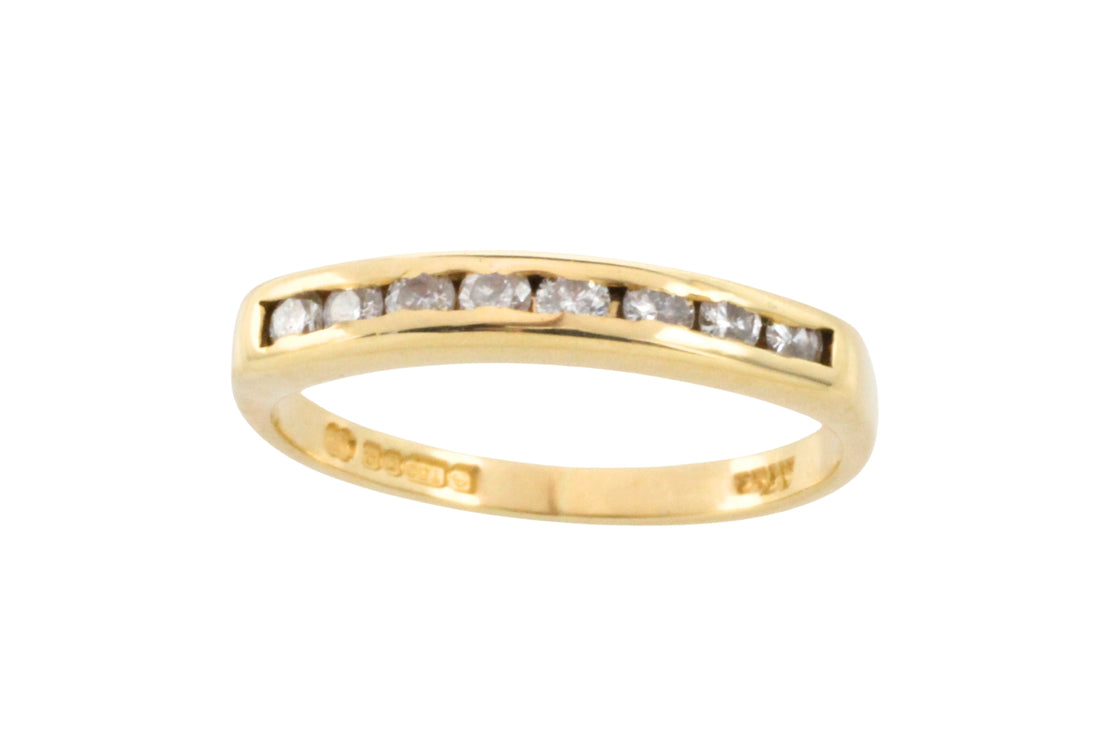 18 carat gold ring channel set with diamonds-Vintage Rings-The Antique Ring Shop