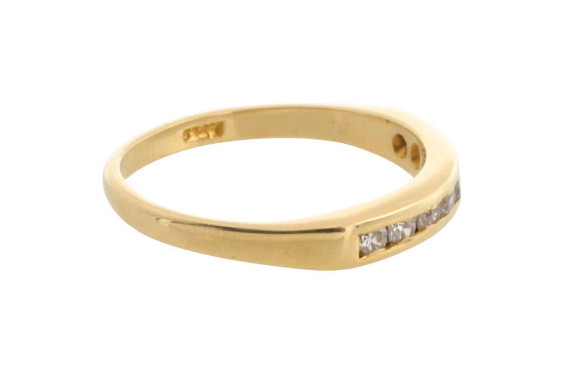 18 carat gold ring channel set with diamonds-Vintage Rings-The Antique Ring Shop