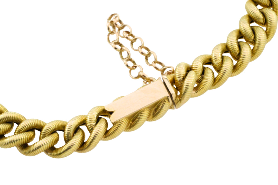 Vintage gourmet bracelet with rope links-Bracelets-The Antique Ring Shop