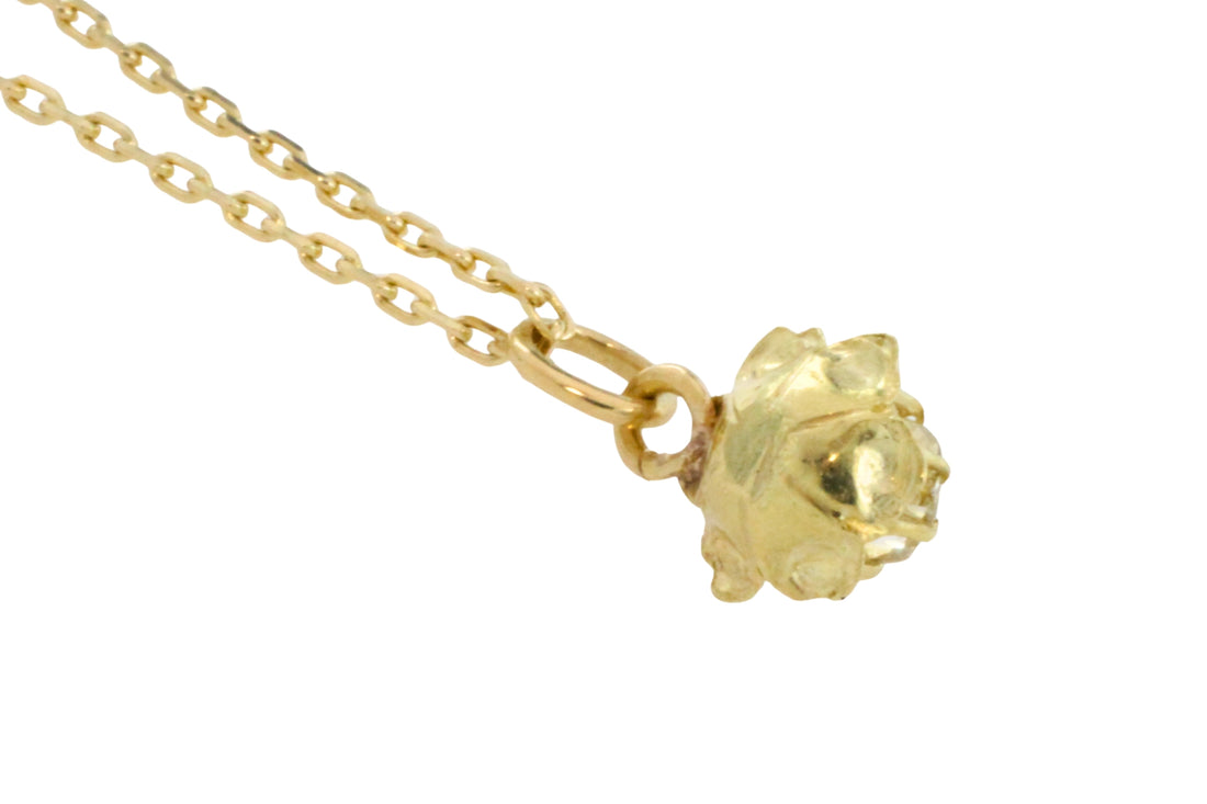 Old mine cut diamond pendant in 14 carat gold-Pendants-The Antique Ring Shop
