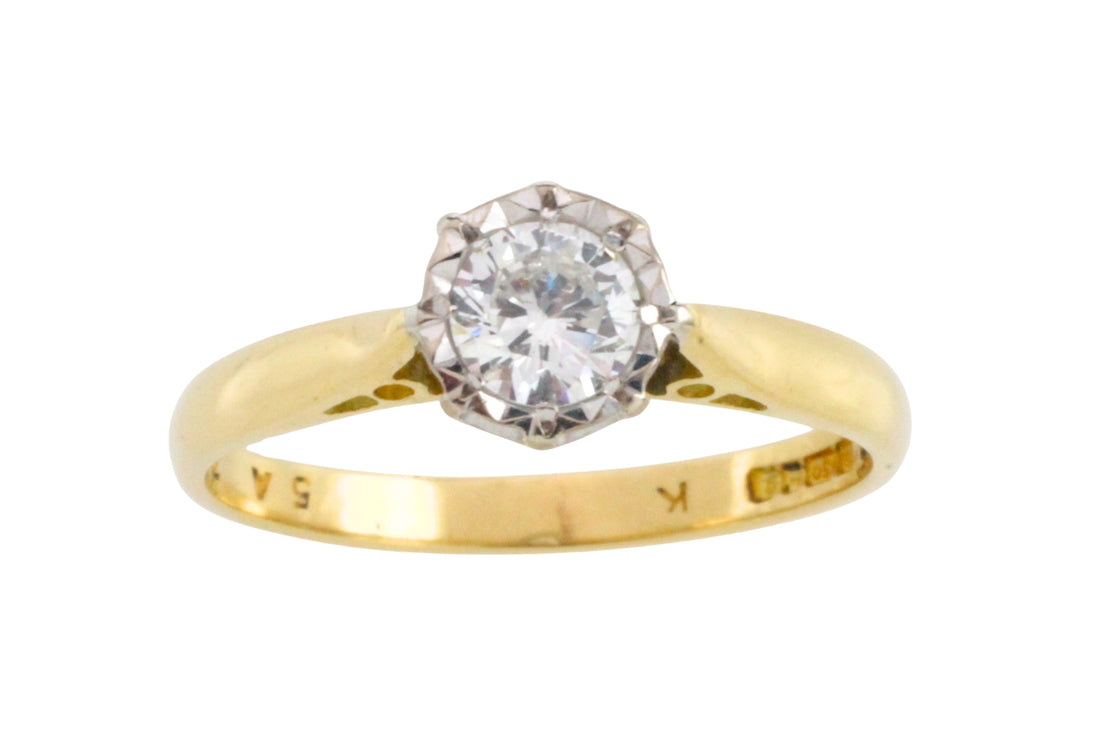 Vintage brilliant cut diamond solitaire ring-engagement rings-The Antique Ring Shop