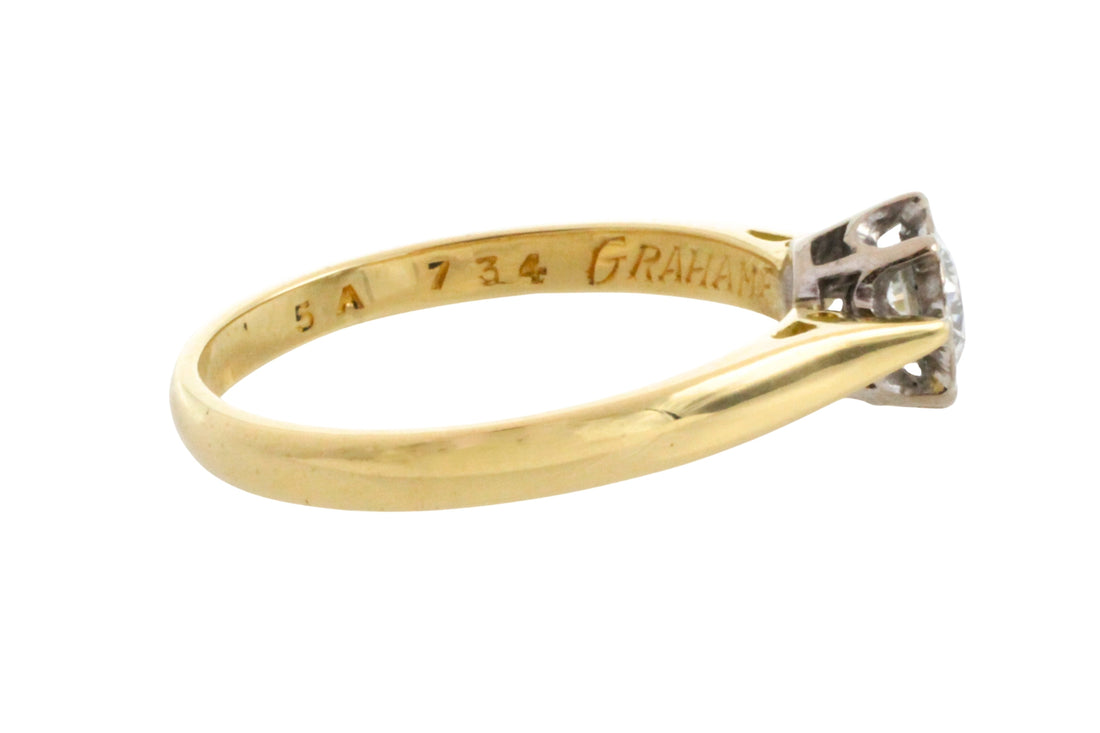 Vintage brilliant cut diamond solitaire ring-engagement rings-The Antique Ring Shop