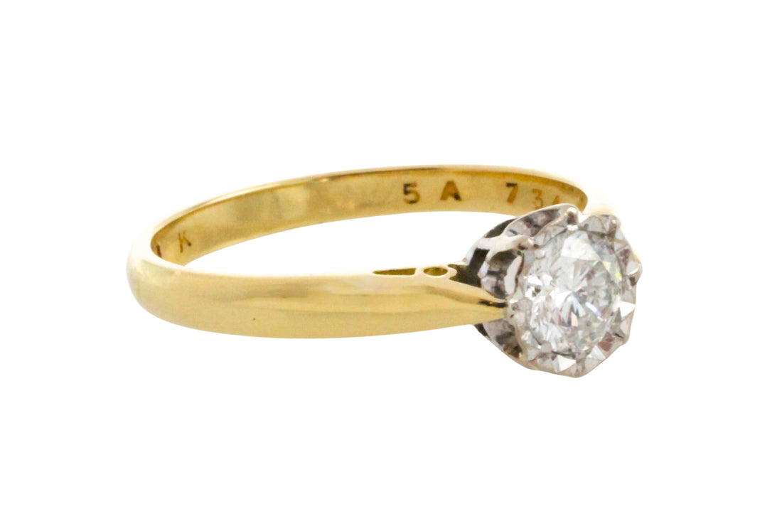 Vintage brilliant cut diamond solitaire ring-engagement rings-The Antique Ring Shop