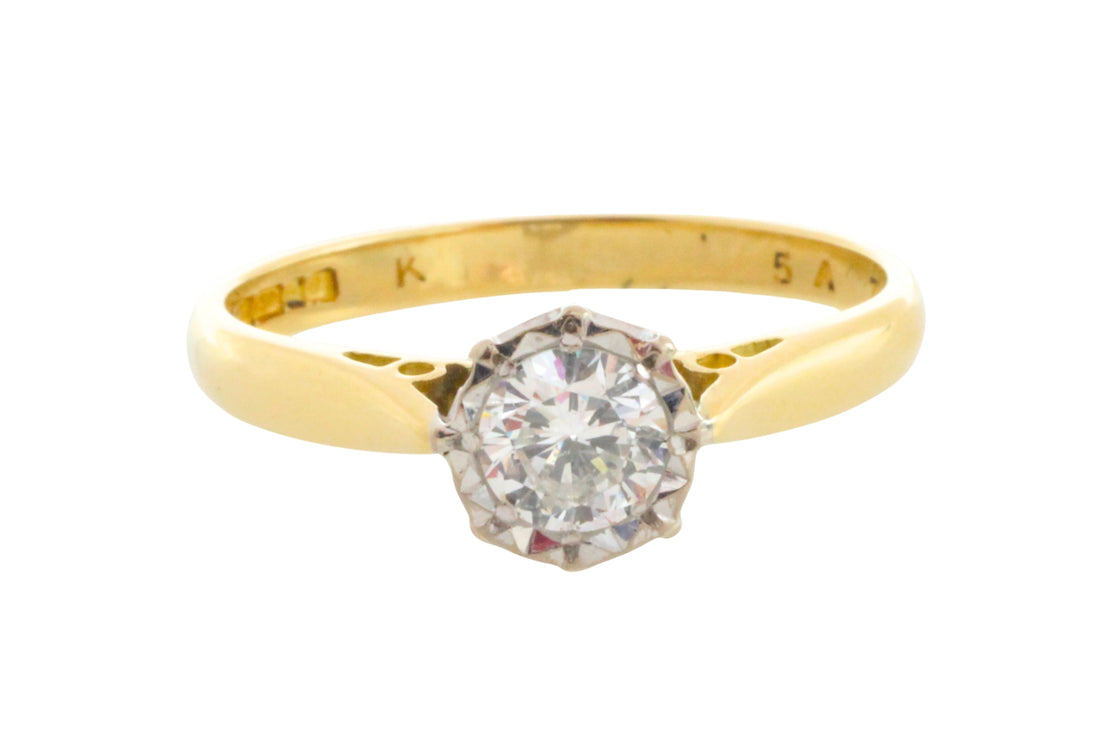Vintage brilliant cut diamond solitaire ring-engagement rings-The Antique Ring Shop