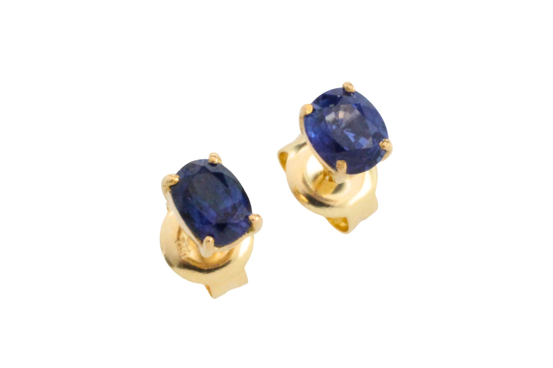 Sapphire studs in 18 carat gold-Earrings-The Antique Ring Shop