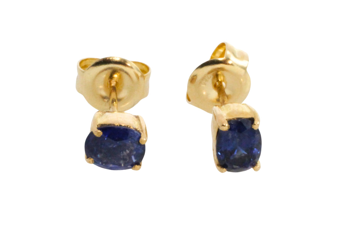 Sapphire studs in 18 carat gold-Earrings-The Antique Ring Shop