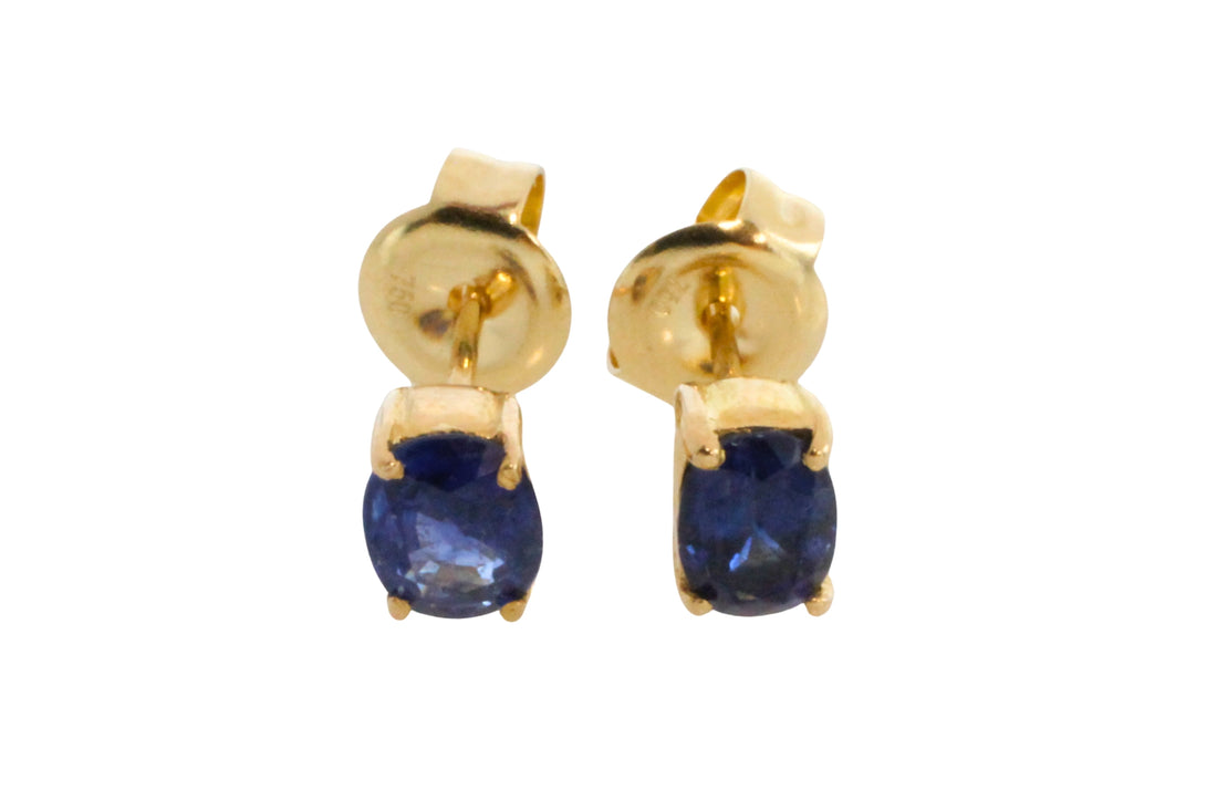 Sapphire studs in 18 carat gold-Earrings-The Antique Ring Shop