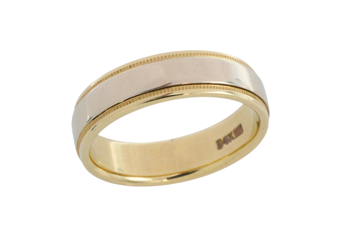 14 carat yellow and white gold band-wedding rings-The Antique Ring Shop