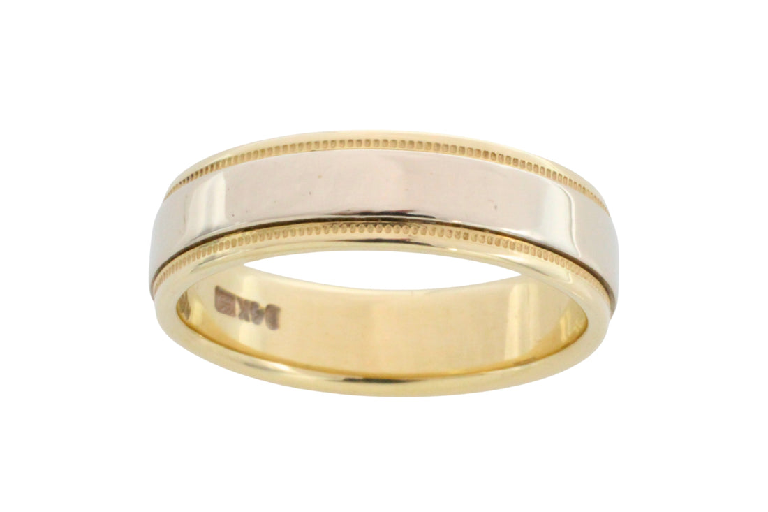 14 carat yellow and white gold band-wedding rings-The Antique Ring Shop