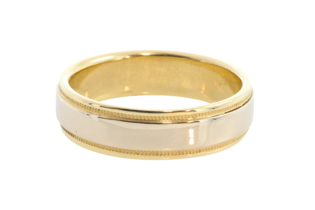 14 carat yellow and white gold band-wedding rings-The Antique Ring Shop