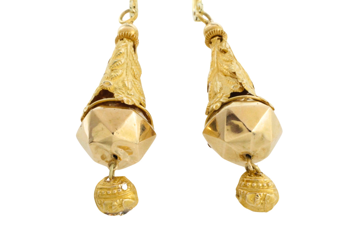 Vintage pendant earings in 14 carat gold-Earrings-The Antique Ring Shop