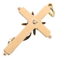 Vintage gold cross with rose diamonds-Pendants-The Antique Ring Shop