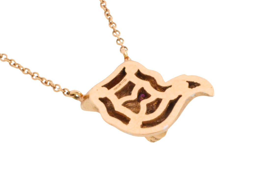 Fox pendant with rubies and diamonds-Pendants-The Antique Ring Shop