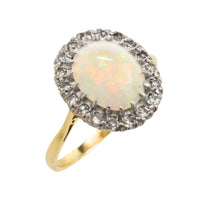 Vintage opal and diamond cluster ring
