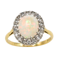 Vintage opal and diamond cluster ring